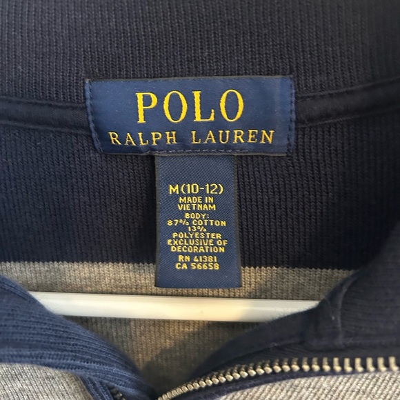 Polo Ralph Lauren Kids Half-Zip Sweater - Navy & Gray Stripe - Picture 3 of 4